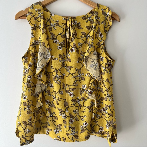 Veronika Maine Yellow Floral Sleeveless Top Size 10 - Picture 2 of 5